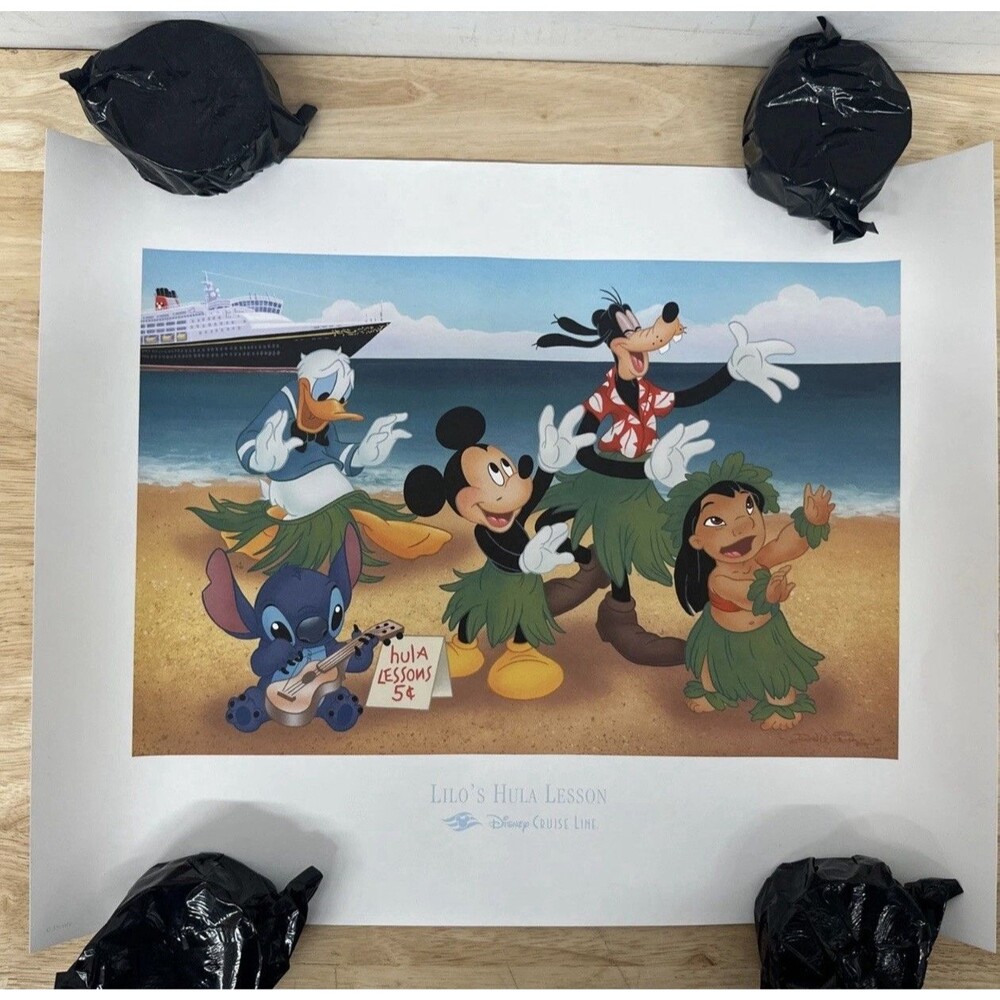Disney Cruise Line Lilo's Hula Lesson Lithograph 16" x 20" With COA